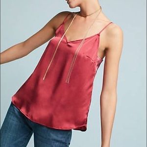Anthropologie Satin Cami Tank in Rose
